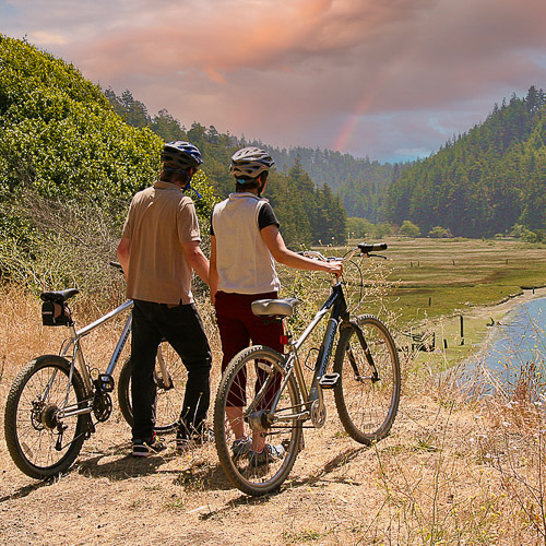 bicycle mendocino and big river start at the stanford inn where bicycles are complimentary for guests